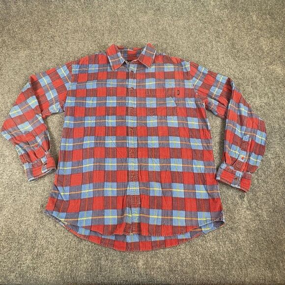 VTG Matix Marc Johnson Shirt Mens Flannel L‎ Phoenix Blue Check Snap Skater Y2K - Picture 1 of 14